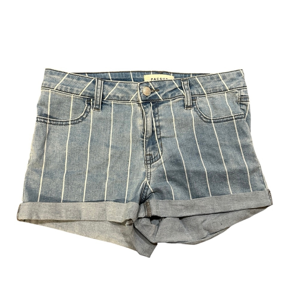 PacSun Striped Denim Shorts Blue/White Size 28